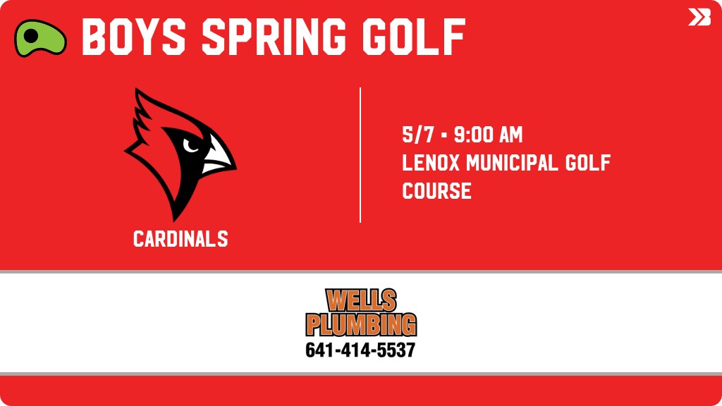 Boys Spring Golf (Varsity) Meet Day! - Check out the event preview for the Central Decatur Cardinals. It starts at 9:00 AM and is at Lenox Municipal Golf Course. gobound.com/ia/ihsaa/bgs/2…