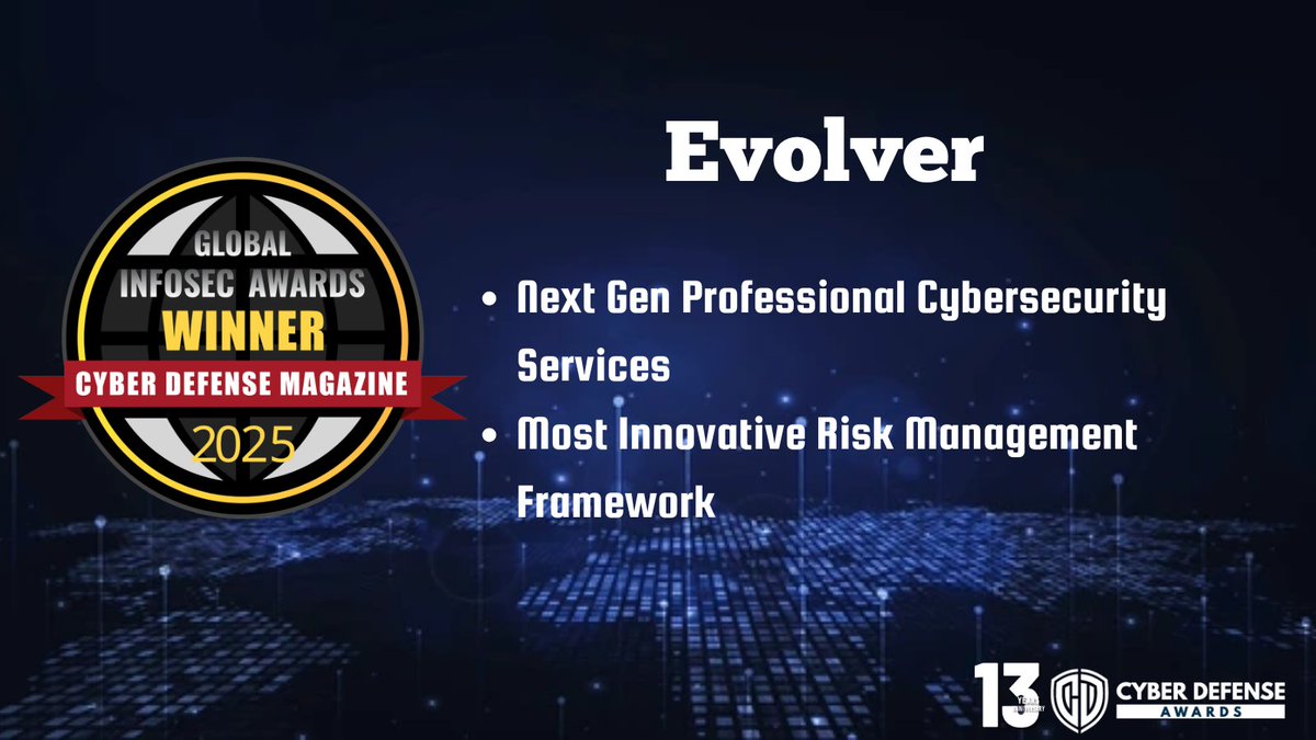 Congratulations to <a href="/Evolverinc/">Evolver</a> for winning a prestigious Annual Global Infosec Award at #RSAC2025! 🏆 Your innovation and leadership in cybersecurity inspire us all! 🔥 #Cybersecurity #GIA25 ow.ly/BCJB50VOxne