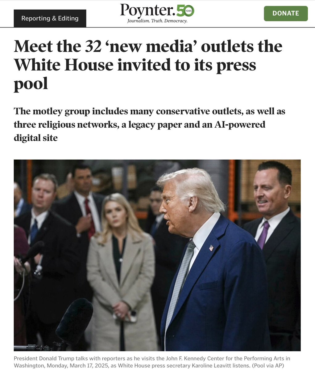 Rob Bluey (@robertbluey) on Twitter photo The times they are a-changinā!
Two years ago, Joe Biden revoked <a href="/DailySignal/">The Daily Signal</a>ās White House press credentials (along with 440 other outlets).
Today, with our access restored, we are delivering news to a growing number of Americans who distrust legacy media.
Thanks to <a href="/PressSec/">Karoline Leavitt</a> The times they are a-changinā!
Two years ago, Joe Biden revoked <a href="/DailySignal/">The Daily Signal</a>ās White House press credentials (along with 440 other outlets).
Today, with our access restored, we are delivering news to a growing number of Americans who distrust legacy media.
Thanks to <a href="/PressSec/">Karoline Leavitt</a>