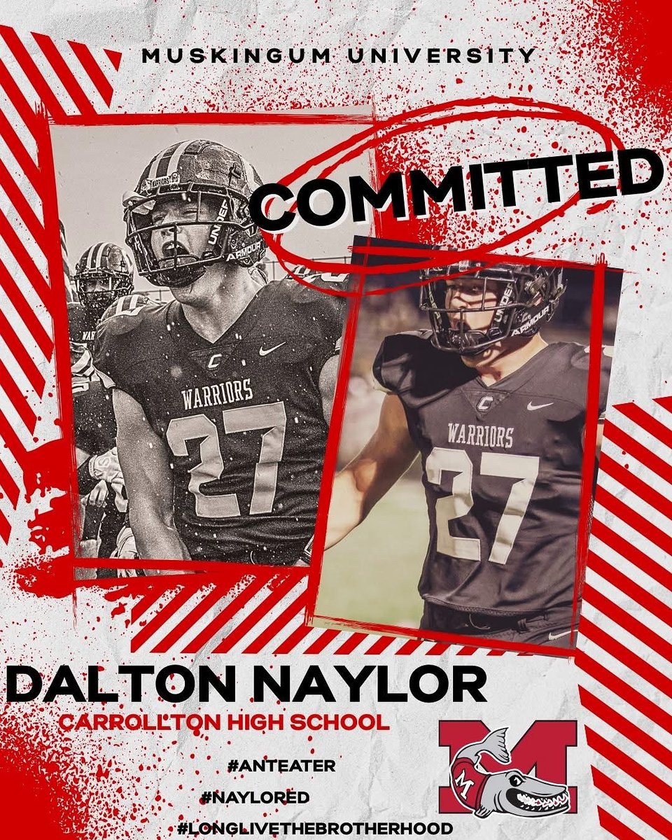 Congratulations to <a href="/CarrSports/">Carrollton Sports</a> Sr Dalton Naylor. Dalton is committed to continuing his academic and football career at Muskingum University.