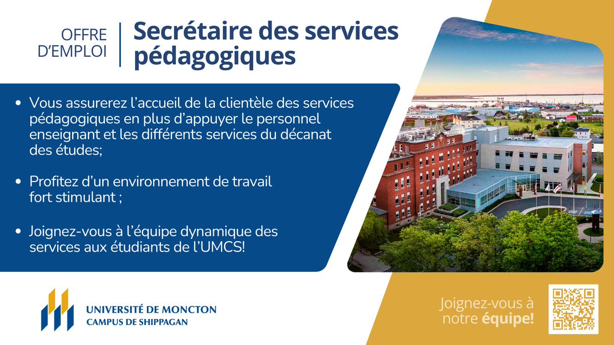 OFFRE D'EMPLOI  |  L'UMCS sollicite des candidatures afin de pourvoir le poste de secrétaire des services pédagogiques. careerbeacon.com/fr/rechercher?…