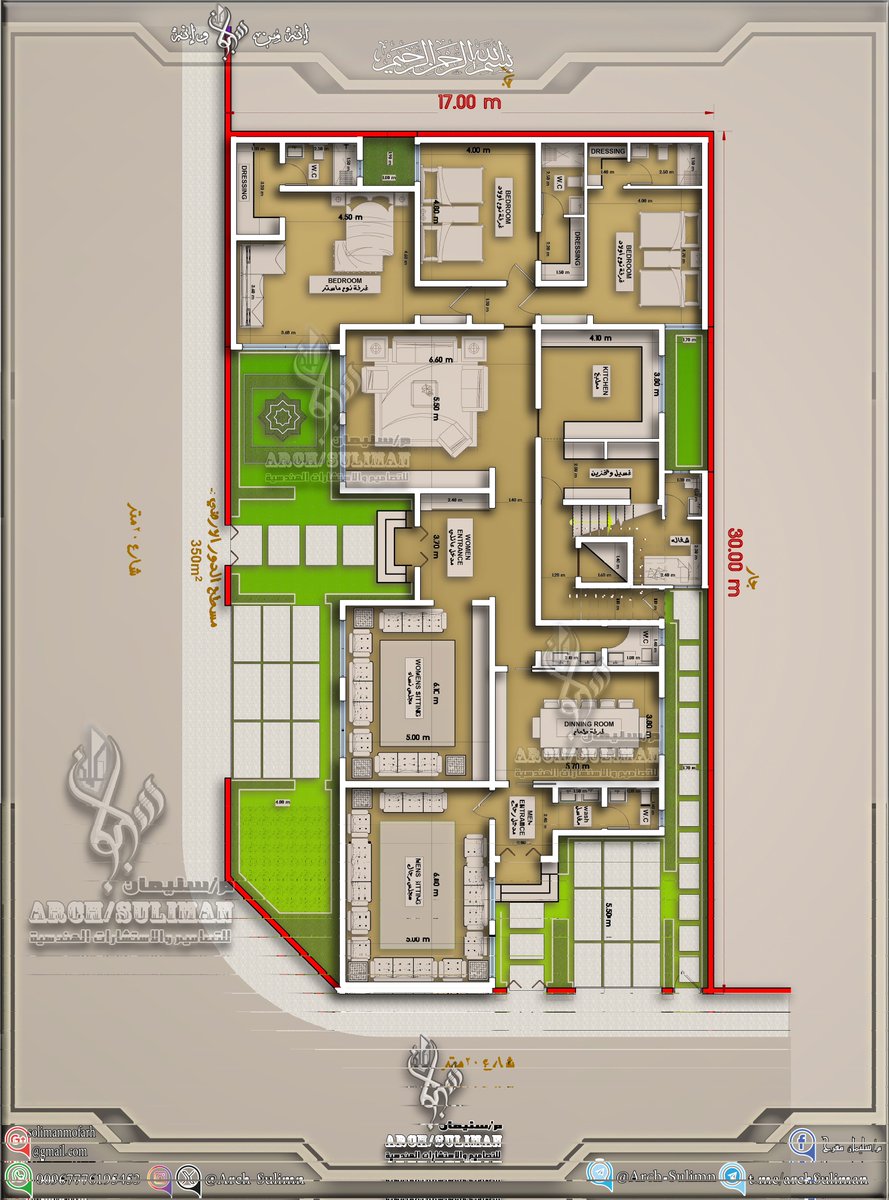 بسم الله الرحمن الرحيم

🔻"تصميم مخططات فيلا دورين وملحق"🔻
- أبعاد الارض:- 30x17m .على شارعين
- عرض الشوارع:- 
20m ش.ج
ج.غ 20m 
- نظام التصميم:- أدوار

#فكرة لـ
#مخطط_الدور_الأرضي 
والتصميم يشرح نفسه ويقول يا مهندس سليمان خلي المتابعين يركزوا بالتصميم 😅  

#وإنه_من_سليمان👌