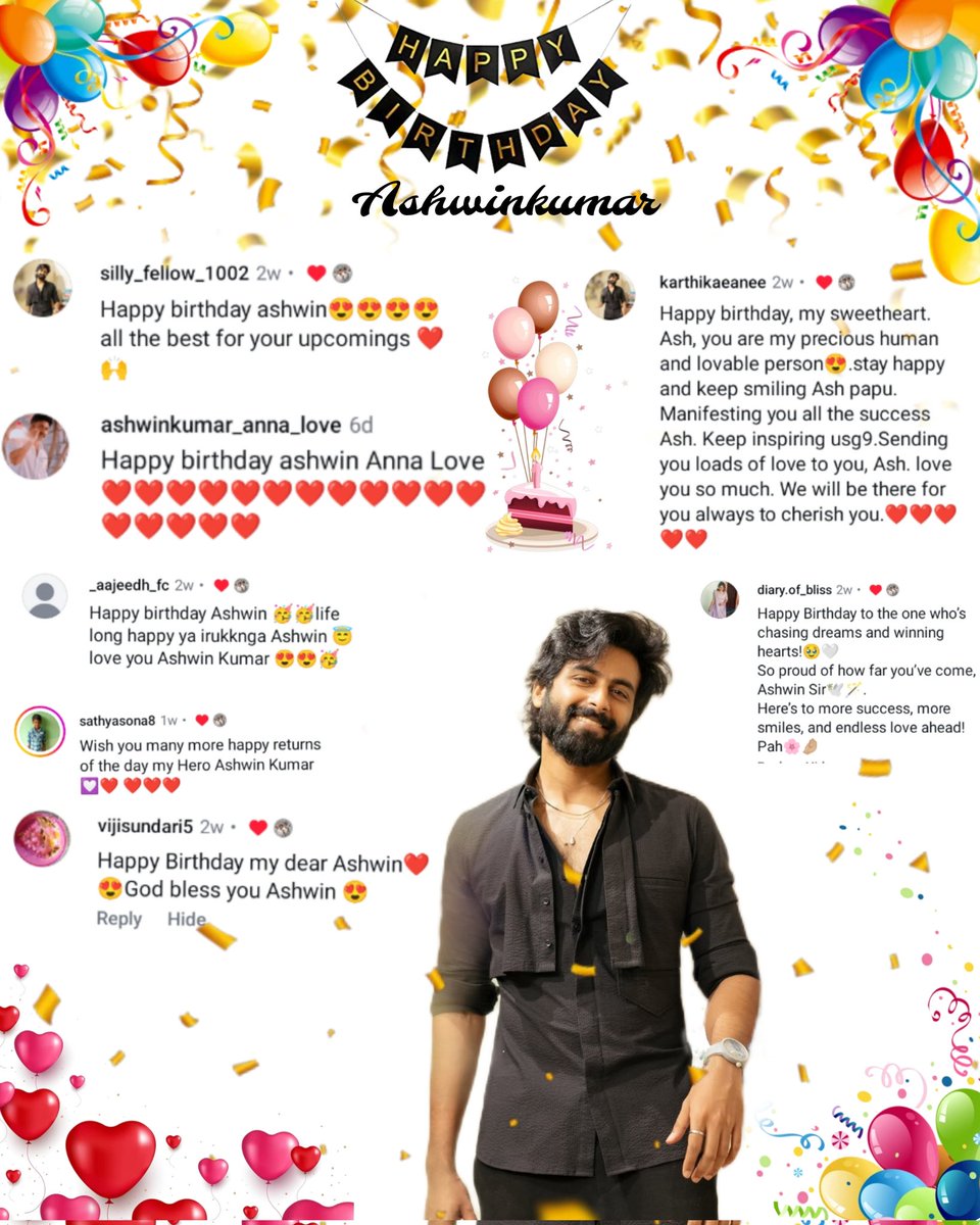 This is your #peopleslove ❤️
<a href="/i_amak/">Ashwin Kumar</a> 😇🫶🏻🤍
Your Unconditional People's Love always there for you 🤌🏻♾️
<a href="/i_amak/">Ashwin Kumar</a> we wish you to grow and reach many more heights in your life🤞
Please <a href="/i_amak/">Ashwin Kumar</a>  read the heartfelt wishes for you champ😍❤️
Lots of love to you🥰🫶🏻🤍

#HBDAshwinKumar