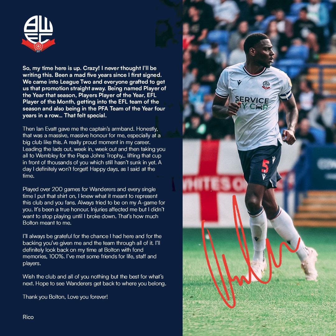 A farewell from Rico 🤝

#bwfc