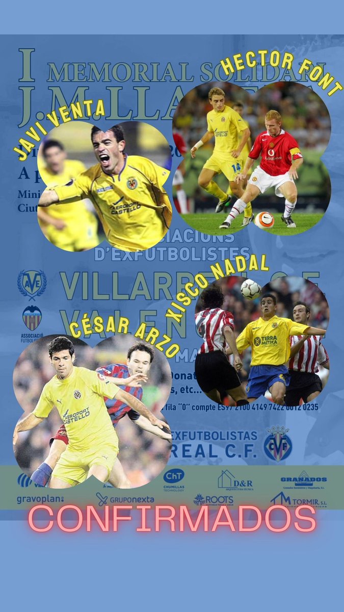 Asociación Exfutbolistas Villarreal CF (@aevillarrealcf) on Twitter photo Seguimos con jugadores confirmados para el I Memorial Solidario José Manuel Llaneza que organiza la AEV. Tenemos el honor de anunciar que Héctor Font, Xisco Nadal y César Arzo nos acompañarán el domingo 11 de mayo en la Ciudad Deportiva José Manuel Llaneza.
¡Os esperamos! Seguimos con jugadores confirmados para el I Memorial Solidario José Manuel Llaneza que organiza la AEV. Tenemos el honor de anunciar que Héctor Font, Xisco Nadal y César Arzo nos acompañarán el domingo 11 de mayo en la Ciudad Deportiva José Manuel Llaneza.
¡Os esperamos!