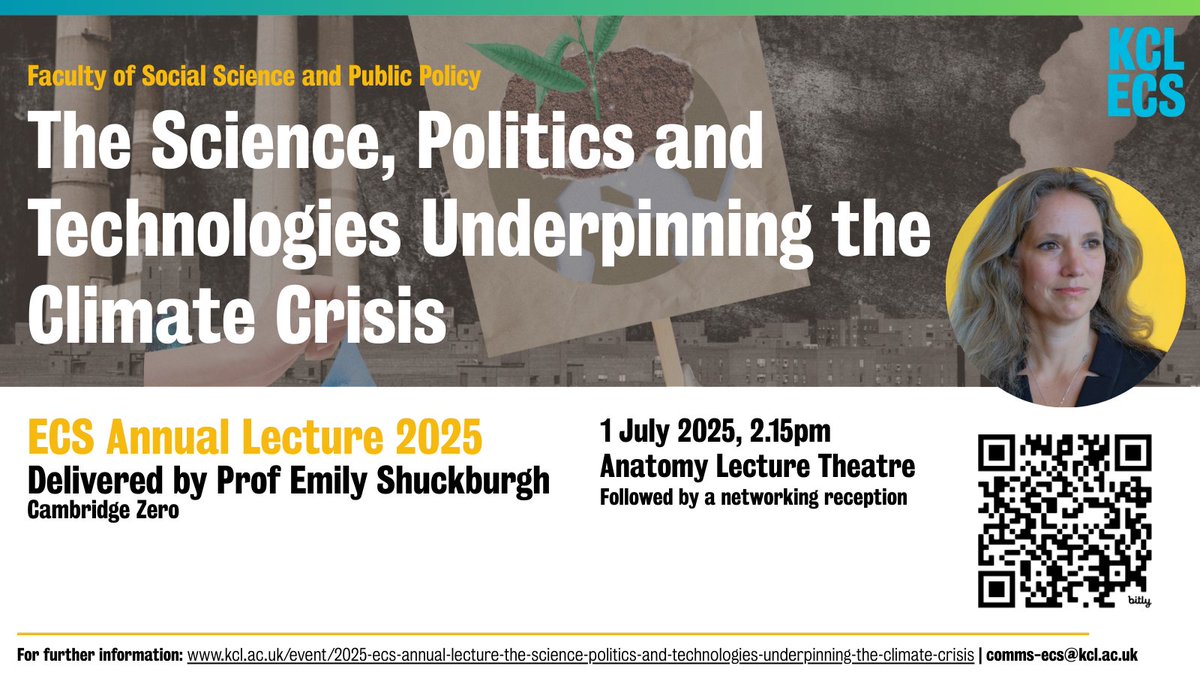 King's School of Education Communication & Society (@kingsecs) on Twitter photo 📢🌍💚 ANNOUNCEMENT 💚🌍📢
We are pleased to announce this year's ECS annual lecture with Prof Emily Shuckburgh OBE, Director of <a href="/CambridgeZero/">Cambridge Zero</a> <a href="/crestem_kcl/">CRESTEM @ KCL</a>
📆 Tuesday 1 July, 14:15
📍 Anatomy Lecture Theatre / K6.29
Registrations are now open: bit.ly/3GXIhY3 📢🌍💚 ANNOUNCEMENT 💚🌍📢
We are pleased to announce this year's ECS annual lecture with Prof Emily Shuckburgh OBE, Director of <a href="/CambridgeZero/">Cambridge Zero</a> <a href="/crestem_kcl/">CRESTEM @ KCL</a>
📆 Tuesday 1 July, 14:15
📍 Anatomy Lecture Theatre / K6.29
Registrations are now open: bit.ly/3GXIhY3