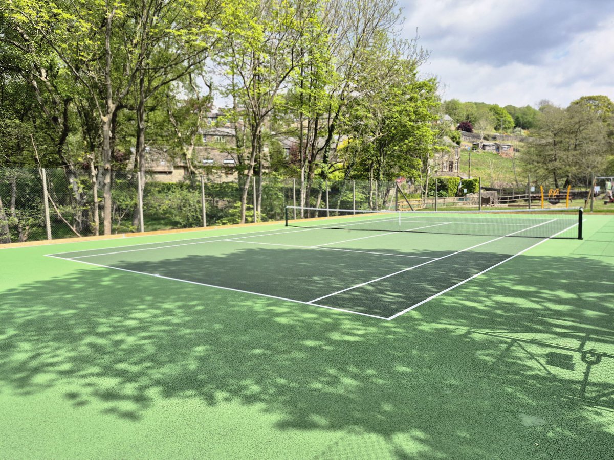 Sportssurfacing's tweet image. Great finish to this project for Hayfield Parish Council to bring their old tennis court back into life for the local community. Works included a new macadam overlay, fencing upgrades, new sockets, root removal &amp;amp; all complete with an attractive two-tone green acrylic colour coat.