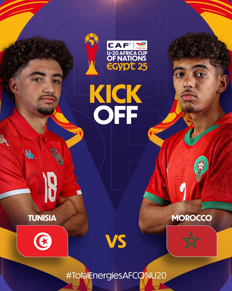 KICK-OFF! 🇹🇳🇲🇦

The game is underway. ▶️

#TotalEnergiesAFCONU20 | #TUNMAR