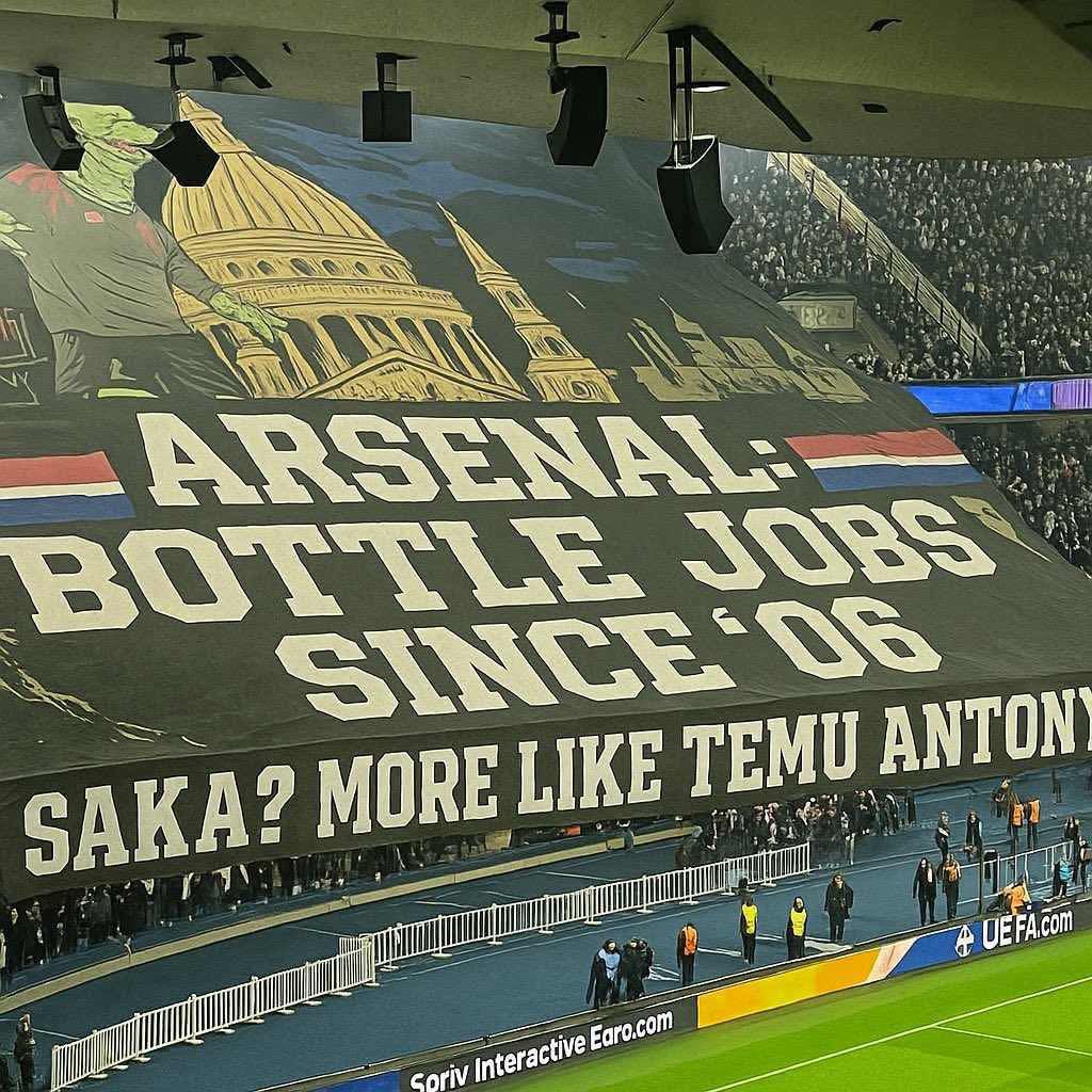 PSG’s tifo for the game against Arsenal tonight