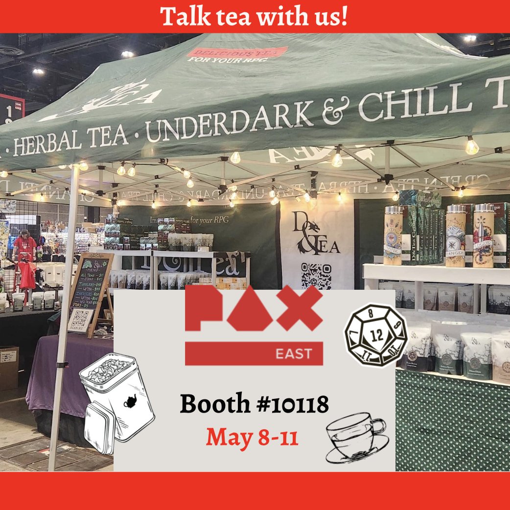 D&Tea 🔜Tea-BD (@dandteaco) on Twitter photo We are headed to Boston tomorrow! Come talk to us about all our teas AND our exclusive Charity Tumblr in partnership with <a href="/cookie_brigade/">Cookie Brigade 🍪</a> !!!
#Paxeast #paxeast2025 #dandtea #tea #berrytea #caffienefree #cozycup #cupoftea☕️ #homebrew #homegame #teacompany #DnD #tealover #ttrpg We are headed to Boston tomorrow! Come talk to us about all our teas AND our exclusive Charity Tumblr in partnership with <a href="/cookie_brigade/">Cookie Brigade 🍪</a> !!!
#Paxeast #paxeast2025 #dandtea #tea #berrytea #caffienefree #cozycup #cupoftea☕️ #homebrew #homegame #teacompany #DnD #tealover #ttrpg