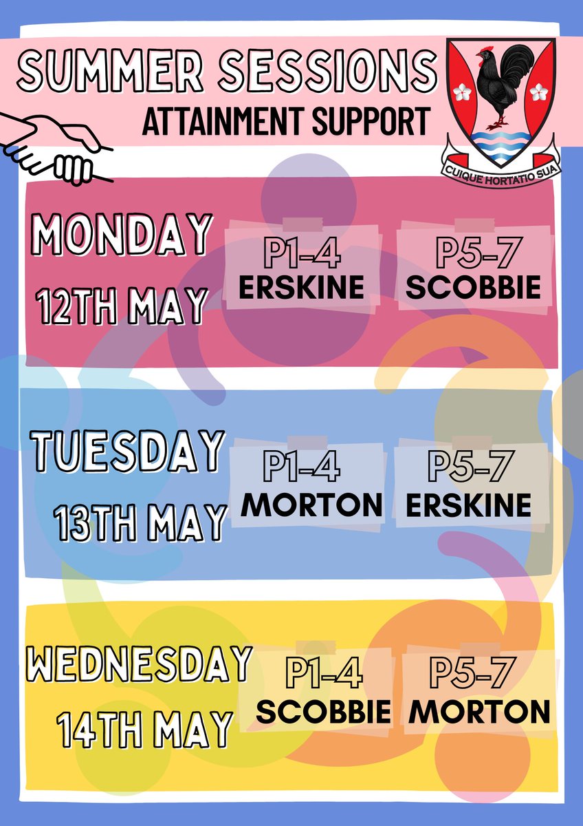CaldervaleHigh's tweet image. Our Summer Sessions support programme kicks off next week in Calder Cups/Well-being base.

📚 Purpose: to support learners with catching up on outstanding units/qualifications.
☕️ Parents/Carers welcome to sit in Calder Cups for a coffee.
👷🏼‍♀️👷🏼‍♂️@skillsdevscot will be in attendance.