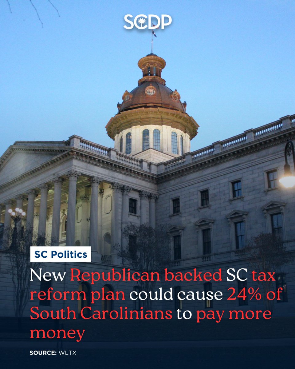 Nearly 1 in 4 South Carolinians will see their taxes go UP under the GOP’s new tax plan. Eliminating key deductions hurts working families while the wealthiest benefit. Read more about H.4216 and why we’re sounding the alarm. #SCpol #FairTaxes