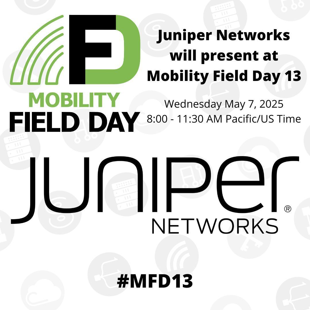 Day one of Mobility Field Day #MFD13 is finally here, kicking things off with a presentation from @JuniperNetworks 🔴 LIVE in 30 minutes! 🛜 

🔹 LinkedIn 👉 buff.ly/ct2QeQG 

🌐 Event Page 👉 buff.ly/eDku0xZ