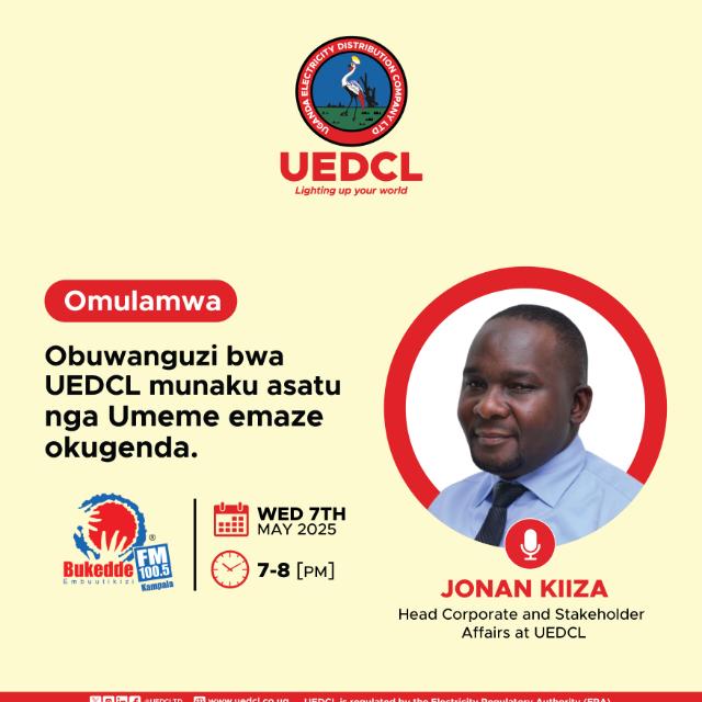 UEDCLSpox's tweet image. #UEDCLSpoxUpdate: Jangu tukutegeze biki ebitukidwako mu naku asaatu (30). Tubaniriza nyo.
#TheBigSwitch
@UEDCLMD @UEDCLTD @nankizaaki