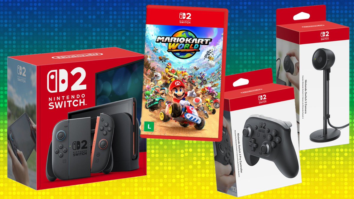 Resumão dos links de PRÉ-VENDA do Nintendo Switch 2 (ainda não saíram novos produtos no MERCADO LIVRE).

CONSOLE NINTENDO SWITCH 2 (sem o MARIO KART WORLD)

AMAZON: 
💳 Por R$4.184,90 no pix ou R$4.499,90 em até 12x sem juros
 🛒Faça sua pré compra: amzn.to/4jKr8jn
