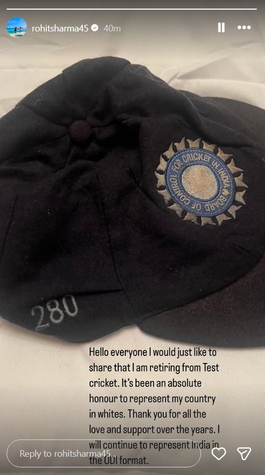 End of an era in whites! 🫡 

#RohitSharma bids adieu to Test cricket after 67 matches, 4,301 runs, 12 centuries &amp; countless memories. 

Thank you, Hitman, for the elegance, grit &amp; leadership! 🇮🇳❤️ 

#TestCricket #Hitman #CricketTwitter #TeamIndia