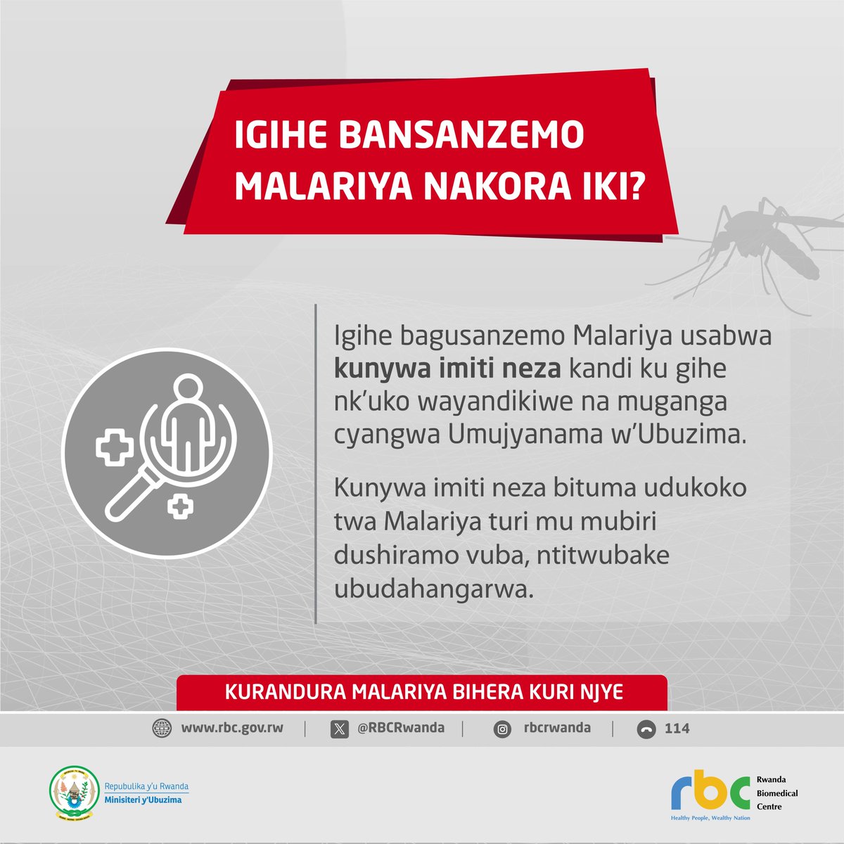 🔊WARI UZI KO!✍️
Muri buri mudugudu mu #Rwanda  hari Abajyanama b’Ubuzima bafite ubushobozi n’ibikoresho byo gusuzuma no kuvura #Malariya.

Kugeza muri Werurwe 2025, Abarwayi ba Malariya barenga 50%  bavuwe n’Abajyanama b’Ubuzima ku rwego rw’umudugudu.

⚠️Ujya wibaza icyo wakora
