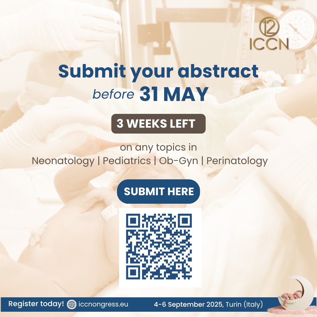 ICCN_Congress's tweet image. Do you have any research covering topics such as #Neonatology, #Pediatrics, #Perinatology, #obgyn?
#ICCN2025 is an excellent platform to share your findings with global experts!
Submit abstract here✅: bit.ly/ICCN-ABSTRACT
#neotwitter