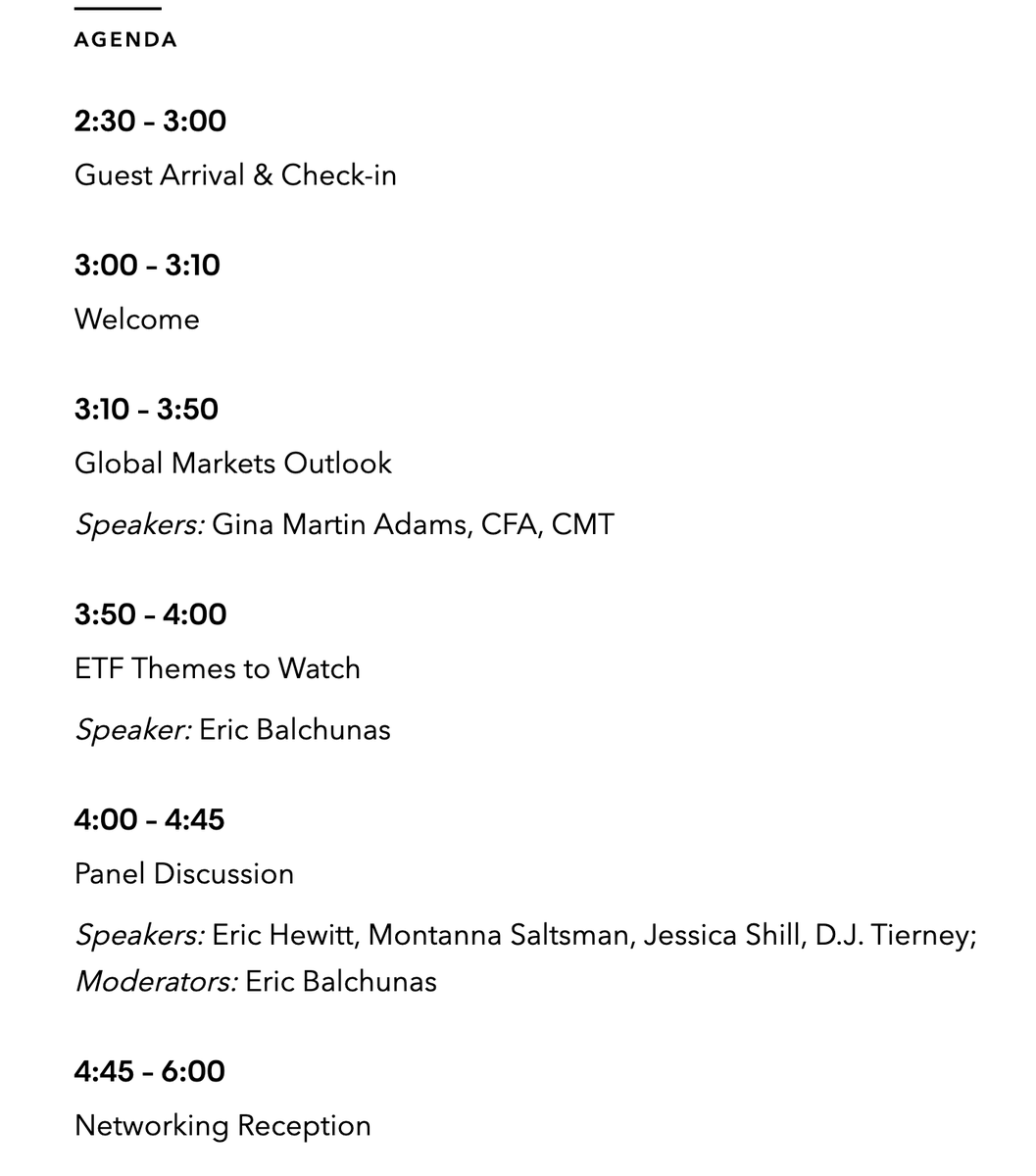 Eric Balchunas (@ericbalchunas) on Twitter photo FYI, we are hosting an ETF/macro event in Denver tmrw (Thur) at 230pm feat presentations from <a href="/GinaMartinAdams/">Gina Martin Adams</a> and myself and a panel with Janus, Schwab and ALPS. Agenda below. Register here: go.bloomberg.com/attend/invite/… FYI, we are hosting an ETF/macro event in Denver tmrw (Thur) at 230pm feat presentations from <a href="/GinaMartinAdams/">Gina Martin Adams</a> and myself and a panel with Janus, Schwab and ALPS. Agenda below. Register here: go.bloomberg.com/attend/invite/…
