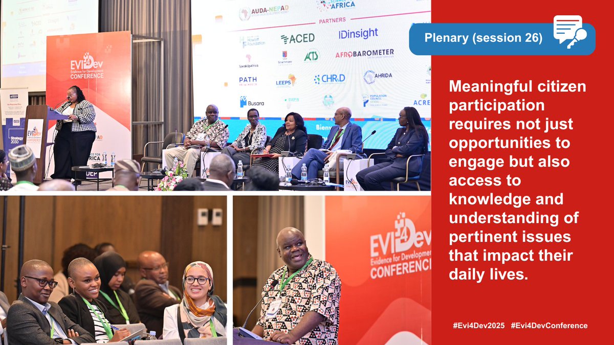 Evi4DevCon's tweet image. Today’s second plenary session on the central place of citizen evidence in accelerating Africa’s Agenda 2063 progress at #Evi4DevConference emphasised the crucial role of citizen-generated evidence in shaping Africa’s development.