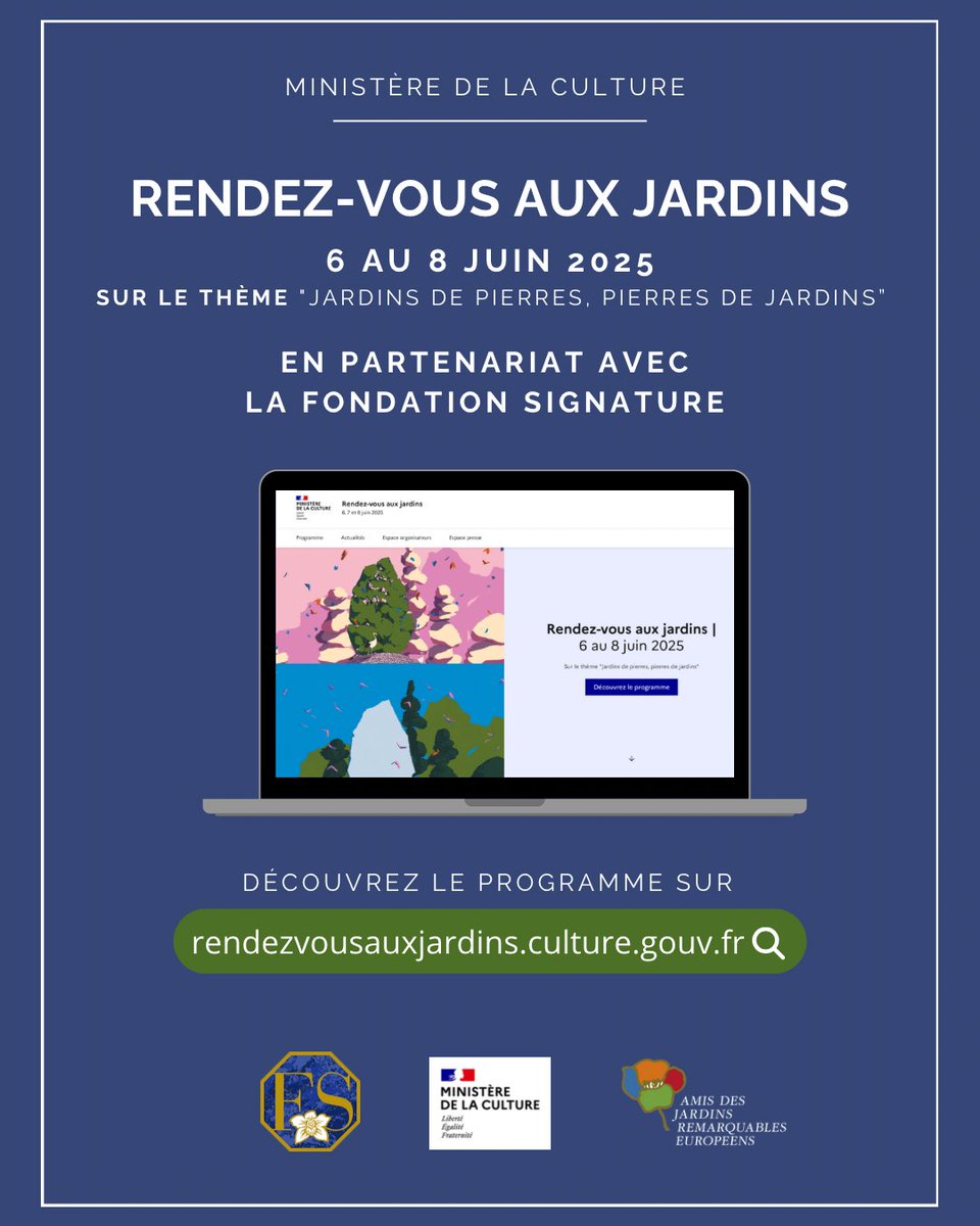Fondation Signature (@fondationsigna2) on Twitter photo Les 6, 7 et 8 juin, le <a href="/MinistereCC/">MinistĂšre de la Culture đ«đ·</a> vous invite Ă (re)dĂ©couvrir la beautĂ© de plus de 2 200 parcs et jardins en France et 600 jardins rĂ©partis dans vingt autres pays europĂ©ens !
La <a href="/FONDATIONSIGNA2/">Fondation Signature</a> est fiĂšre dâĂȘtre partenaire.
<a href="/nataliasmalto/">Natalia Smalto</a> <a href="/aajre_org/">Association Amis Jardins Remarquables EuropĂ©ens</a> Les 6, 7 et 8 juin, le <a href="/MinistereCC/">MinistĂšre de la Culture đ«đ·</a> vous invite Ă (re)dĂ©couvrir la beautĂ© de plus de 2 200 parcs et jardins en France et 600 jardins rĂ©partis dans vingt autres pays europĂ©ens !
La <a href="/FONDATIONSIGNA2/">Fondation Signature</a> est fiĂšre dâĂȘtre partenaire.
<a href="/nataliasmalto/">Natalia Smalto</a> <a href="/aajre_org/">Association Amis Jardins Remarquables Européens</a>