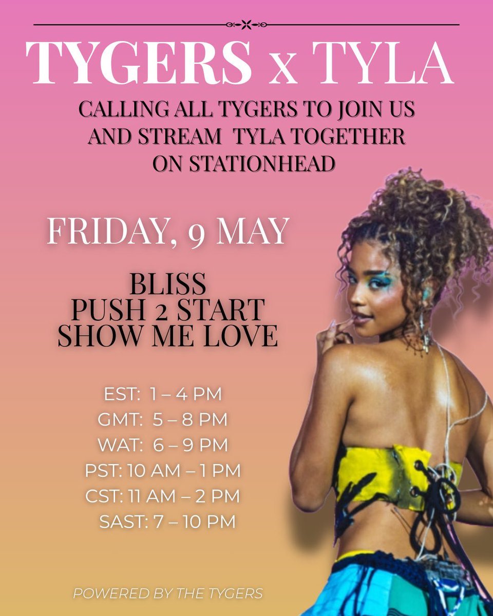 galsen00221's tweet photo. Tygers are hosting a streaming party on Stationhead this Friday !!! 🐅🐅🐅
#blissIscoming #tyla 💛💓💛💓
The link is down below , Go subscribe  thank you.

https://t.co/WUJsWndJpw https://t.co/lmmGYWdCMs