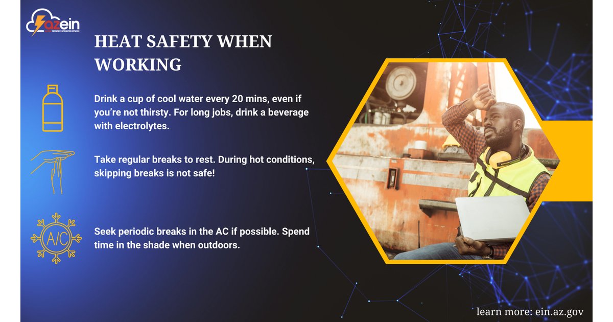 Take extra precaution when working outside during extreme heat days. Remember to stay hydrated and take breaks in the shade. Be familiar with the warning signs of heat related symptoms and monitor yourself and friends for signs of illness. arcg.is/00jvO4 #HeatAwareness
