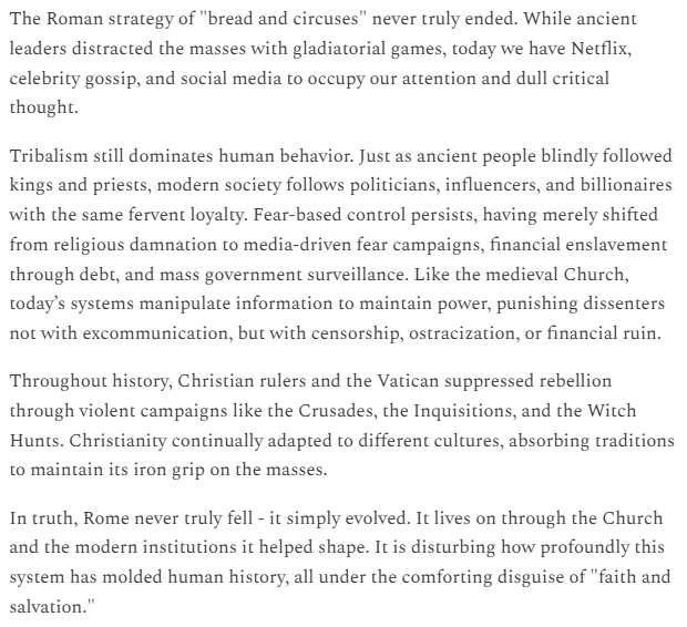 Christianity was used to justify human's worst atrocities throughout history. 

There's not one single cult (religion) that has done more harm to humanity and it's not even close.