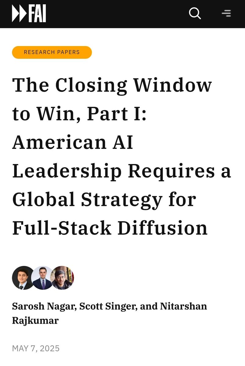 Samuel Hammond ๐๐ (@hamandcheese) on Twitter photo New from <a href="/JoinFAI/">Foundation for American Innovation ๐บ๐ธ๐</a> -
The US needs a full-stack AI export promotion strategy.
Here's the why and how: New from <a href="/JoinFAI/">Foundation for American Innovation ๐บ๐ธ๐</a> -
The US needs a full-stack AI export promotion strategy.
Here's the why and how: