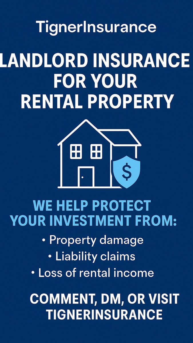 TignerAllstate's tweet image. TignerInsurance.com Protect your rental property from unexpected disasters or lawsuits with tailored landlord insurance. Cover property damage, liability, and lost rental income. #LandlordInsurance #RentalProperty #RealEstateProtection