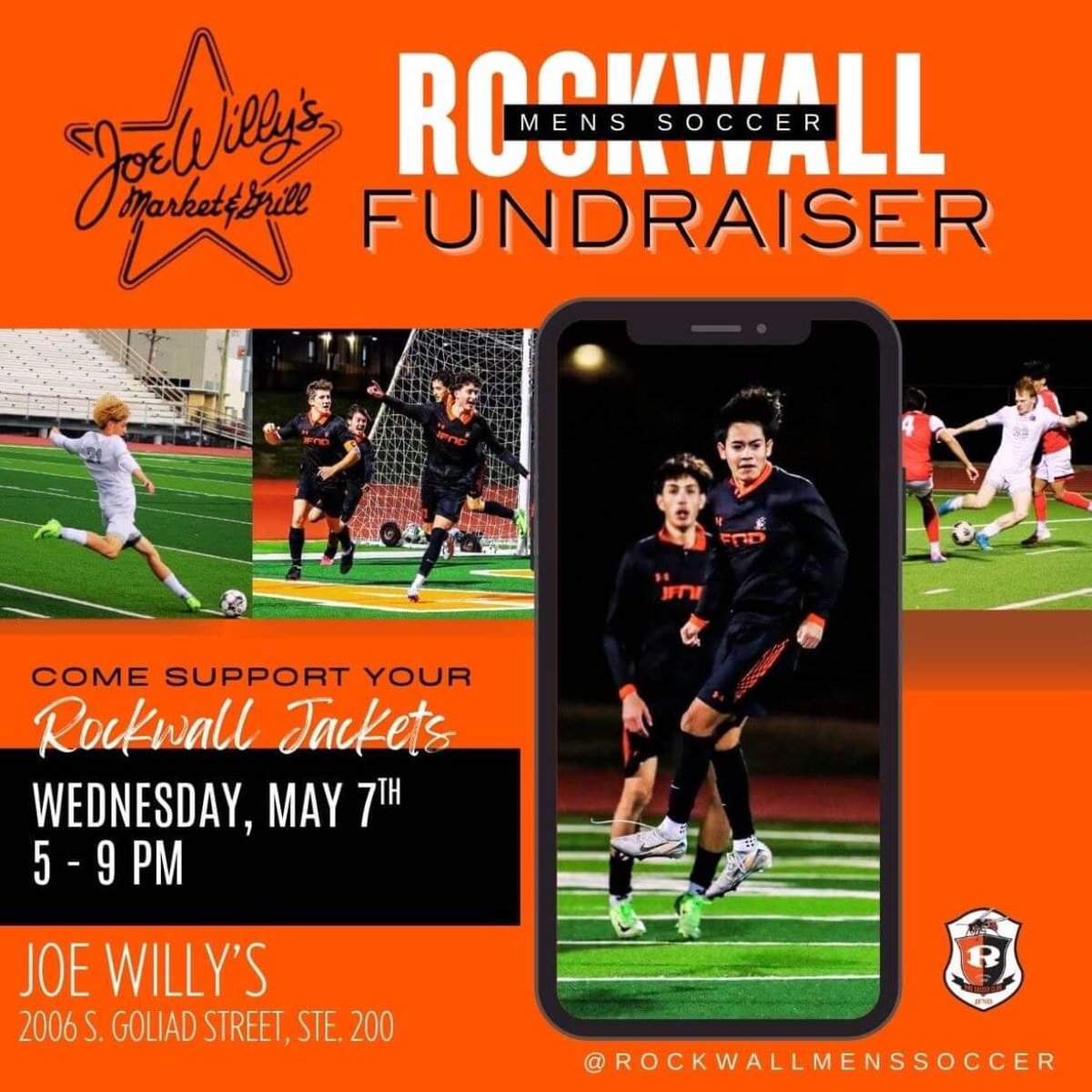 Come out tonight to JOE WILLY'S for some GREAT FOOD and support Rockwall Soccer!! #JFND <a href="/RISDAthletics/">Rockwall ISD Sports Marketing</a> <a href="/Rockwall_HS/">RockwallHighSchool</a> <a href="/ROCOgameday/">Rockwall County Gameday</a>