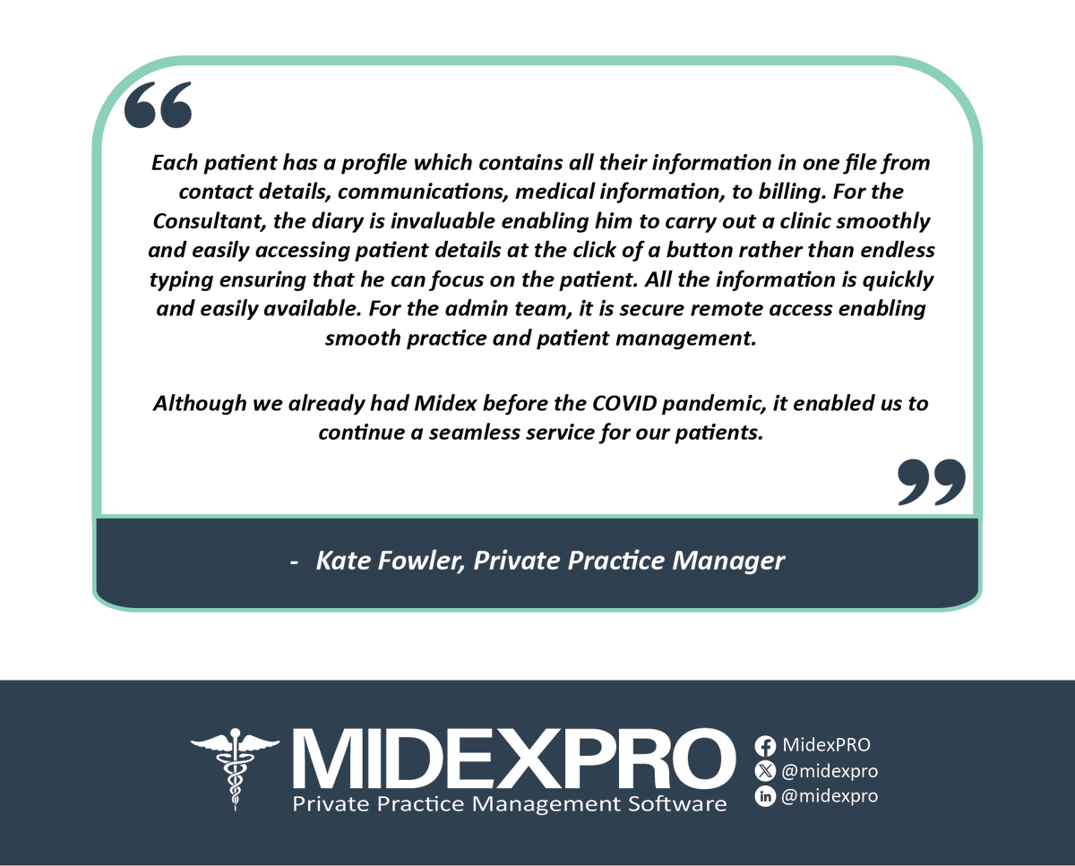 #ClientFeedback

Thank you, Kate, for your feedback on how MidexPRO has supported a smooth practice and patient management.

#CustomerFeedback #SmallBusinessTips #MidexPRO #Software