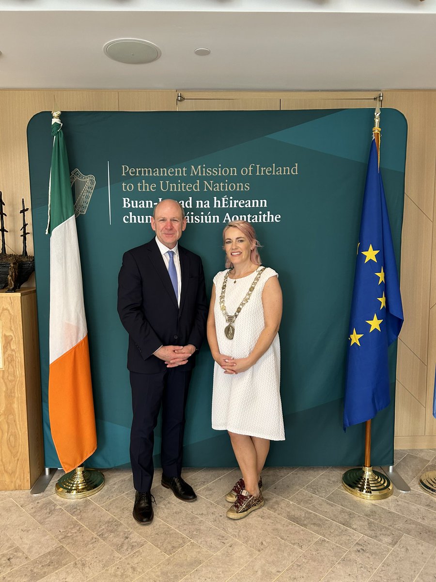 Fergal Mythen - Ambassador of Ireland to the UN (@irelandambun) on Twitter photo Great to welcome Lord Mayor of Dublin <a href="/EmmaBlain/">Emma Blain</a> + <a href="/DubCityCouncil/">Dublin City Council</a> to the Irish Mission during the delegation’s visit to NY, for an exchange on best practices for the sustainable development of urban areas 🏙️ as well as 🇮🇪’s firm commitment to the #SDGs. Great to welcome Lord Mayor of Dublin <a href="/EmmaBlain/">Emma Blain</a> + <a href="/DubCityCouncil/">Dublin City Council</a> to the Irish Mission during the delegation’s visit to NY, for an exchange on best practices for the sustainable development of urban areas 🏙️ as well as 🇮🇪’s firm commitment to the #SDGs.