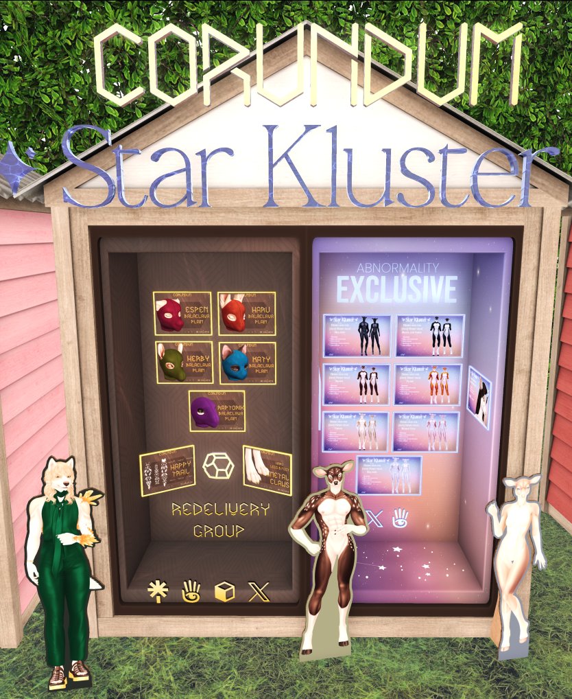 CORUNDUM and Star Kluster (<a href="/Alessa_Mn/">Alessa Morgenstern</a>) awaits you at <a href="/Abnormal_Event/">Abnormality: Beyond 👽🛸</a>  !

This round will be rich for new cool releases! 🦌🦖
See you soon! 💛

Taxi: maps.secondlife.com/secondlife/Abn…

#Secondlife #Furry #SLFurry #FurrySL #CORUNDUM