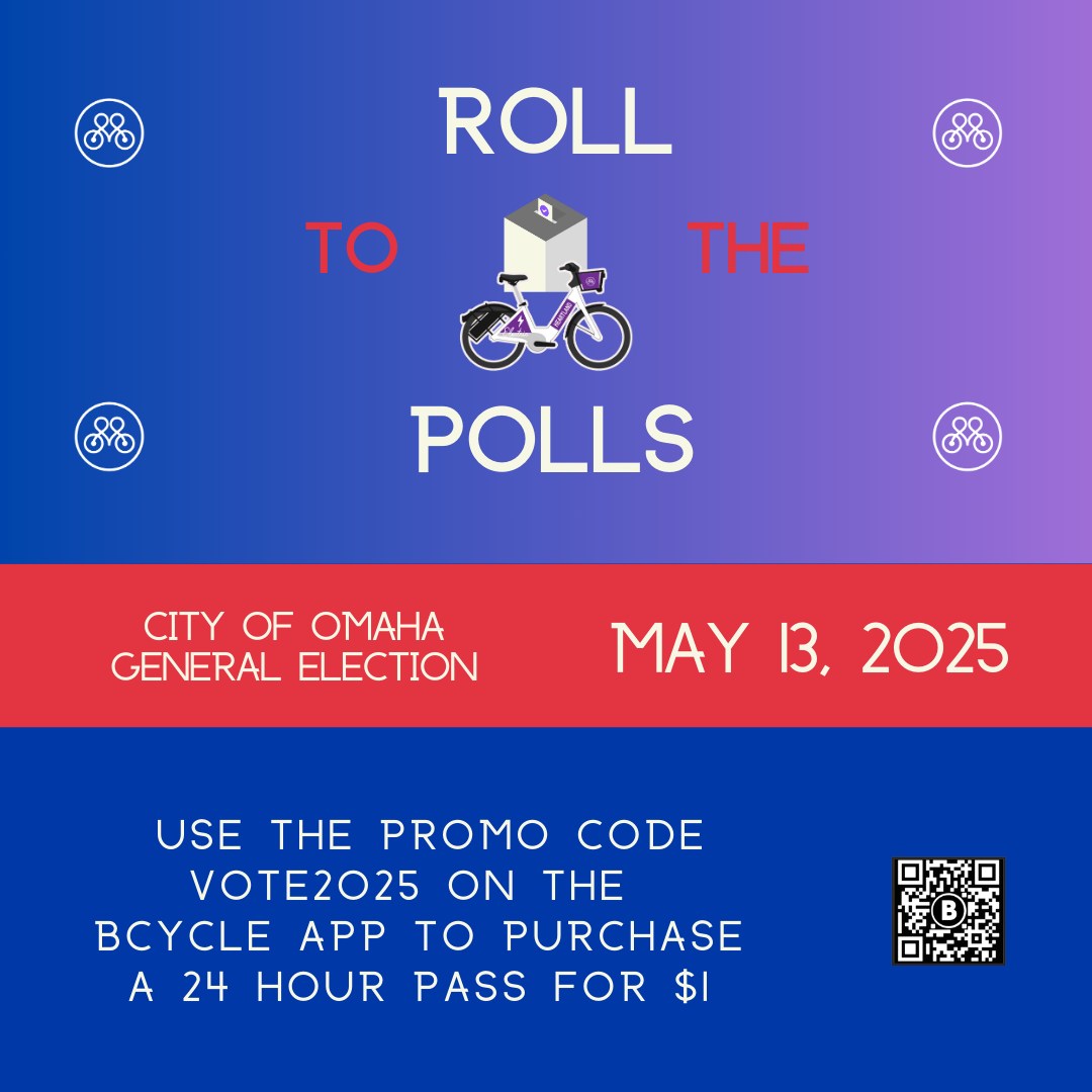 We are grateful for community partners Metro Transit Omaha and Heartland Bike Share for providing free or deeply discounted transportation options for voters on Election Day, Tuesday, May 13.  Get all the info you need 📷 ometro.com/bus2ballot