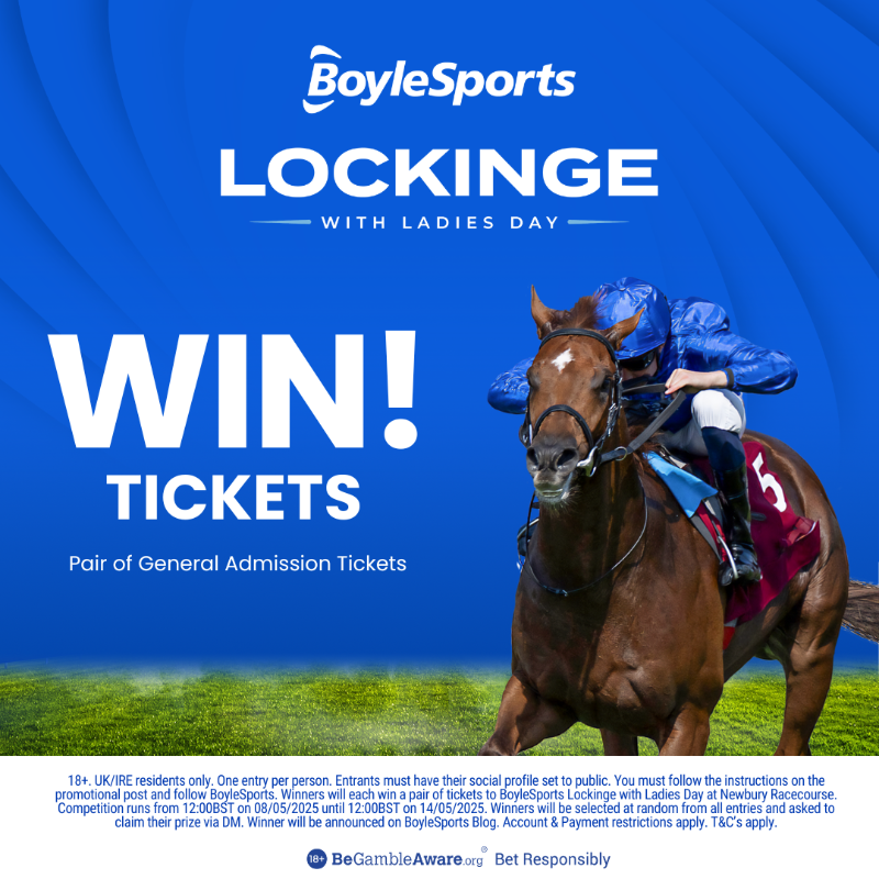 BoyleSports's tweet photo. 🎟️ Win tickets to BoyleSports Lockinge with Ladies Day!

To enter:
🔁 RT this post
💬 Tag the person you would take

🔞 Click below for full terms &amp; conditions