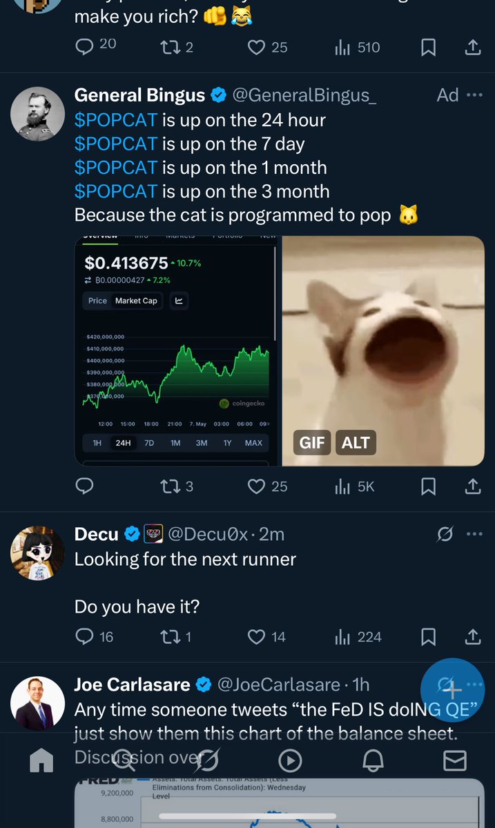 Tom_Moretto's tweet photo. This is a signal that there is no organic demand for $POPCAT

😬

#Altcoins #ALTSEASON #prerich #Billions

$BTC $ETH $XRP $SOL $BNB $ADA $AVAX $RIO $KAS $TRUMP $MELANIA $FART $PNUT $WIF $PEPE $DOGE $SHIB $OCTA $DNX $PROPC $SUPRA $SNEK $BONK $QUBIC $TARA https://t.co/2Z6tVS9fHZ