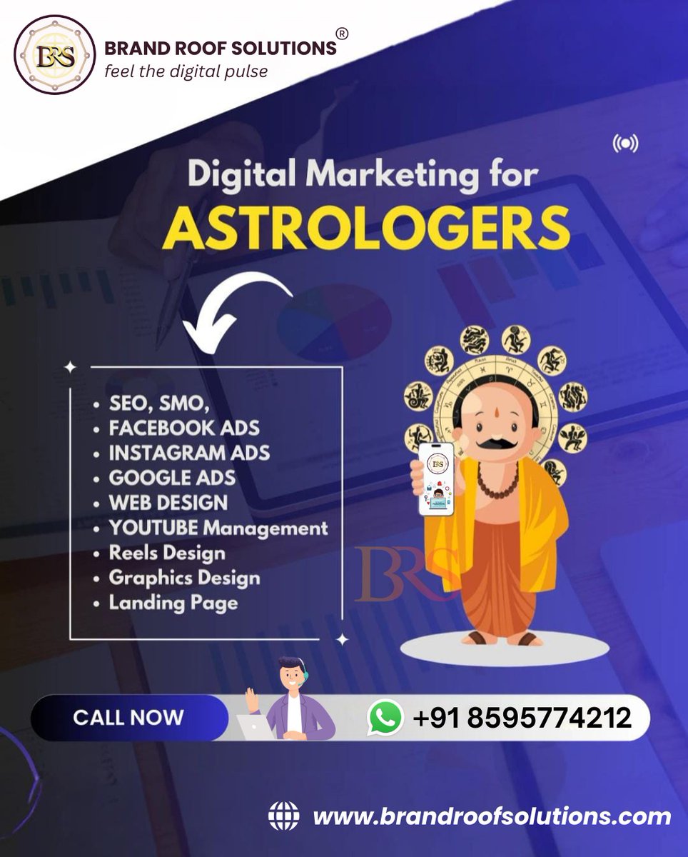 Rishabhgarg3005's tweet image. Get best Digital Marketing for Astrology Services to get high quality Leads.

Call us: - +91 8595774212
Visit us: - brandroofsolutions.com 
.
.
.
#digitalmarketing #competitor  #astrologer #astrology #horoscope #love #astro #numerology #jyotish #vedicastrology