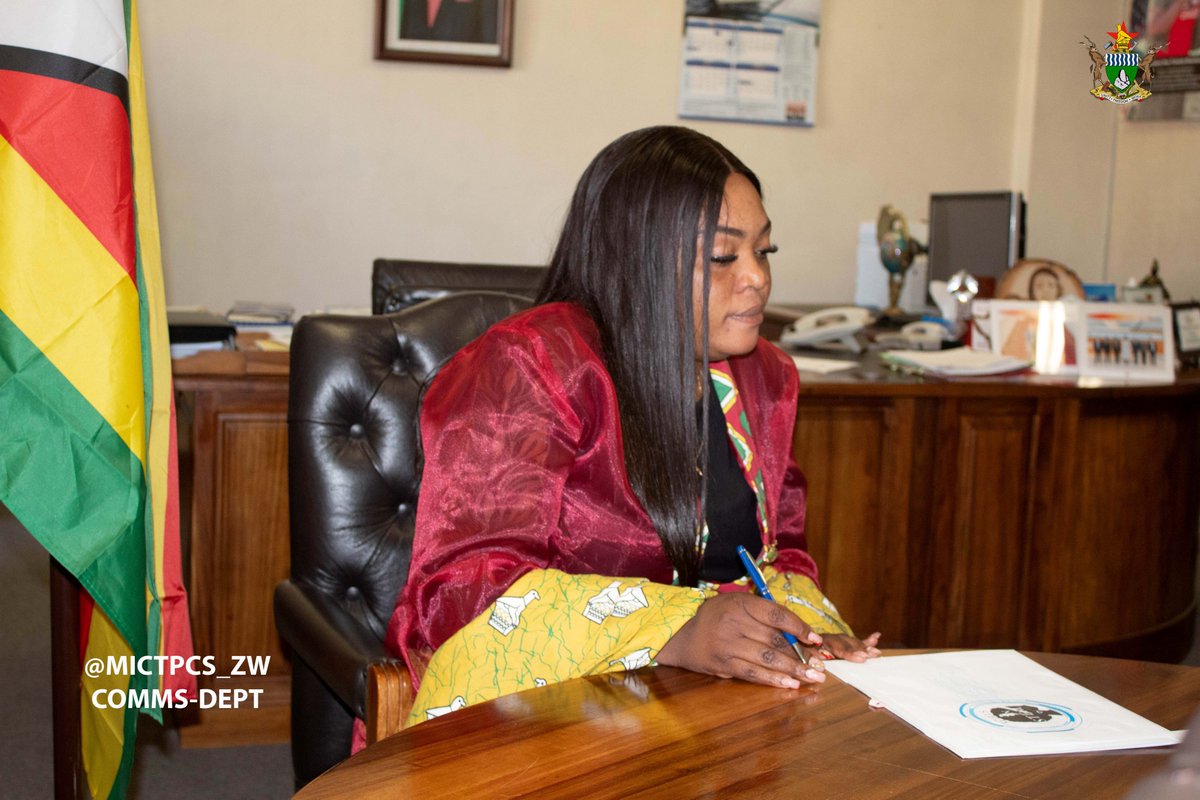 This morning the Minister of ICT, Postal and Courier Services Hon T. A. Mavetera signed an MOU with Girls in Stem Trust represented by its Founder and Executive Trust Ms Victoria Nxumalo. The MOU seeks to deepen the relationship between the Ministry and Girls in Stem Trust