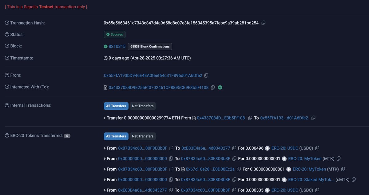 ernestognw.eth (@ernestognw) on Twitter photo I've been testing EIP-7702 delegations using <a href="/OpenZeppelin/">OpenZeppelin</a> Accounts and Paymasters to batch mint + approve + deposit
Life is good
github.com/ernestognw/aa-… I've been testing EIP-7702 delegations using <a href="/OpenZeppelin/">OpenZeppelin</a> Accounts and Paymasters to batch mint + approve + deposit
Life is good
github.com/ernestognw/aa-…