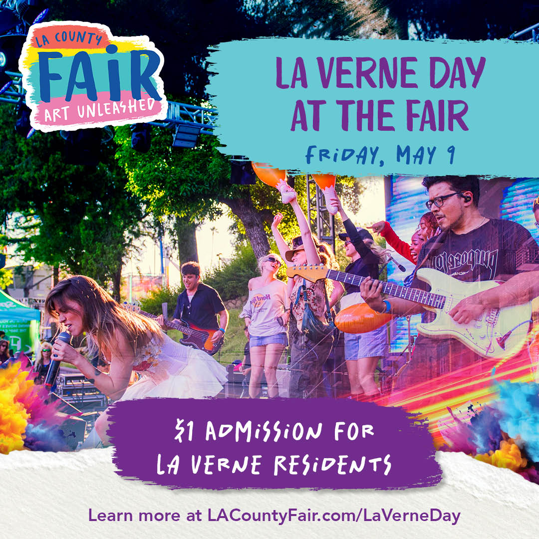 📣 Attention La Verne Residents! Join us on May 9th for La Verne Day at the LA County Fair 🎉

Password: LAVERNE

🎨 Buy here 👉 ow.ly/ry7l50VOcGi