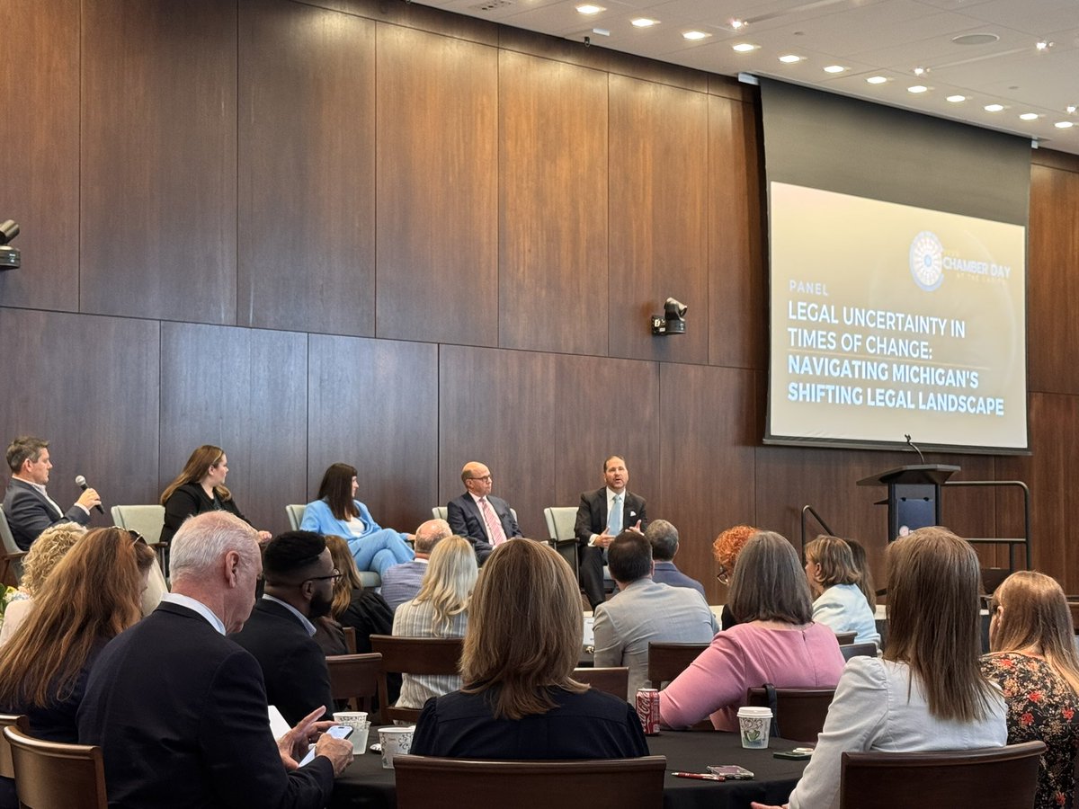 Legal uncertainty is rising in Michigan and businesses are feeling it. This  #ChamberDay25 panel of experts
breaks down key court rulings, compliance challenges and how employers can help advance more stability.
<a href="/HonigmanLaw/">Honigman LLP</a> <a href="/IAofMI/">Insurance Alliance of Michigan</a> <a href="/GFSDelivers/">Gordon Food Service</a> Judicial Integrity Project