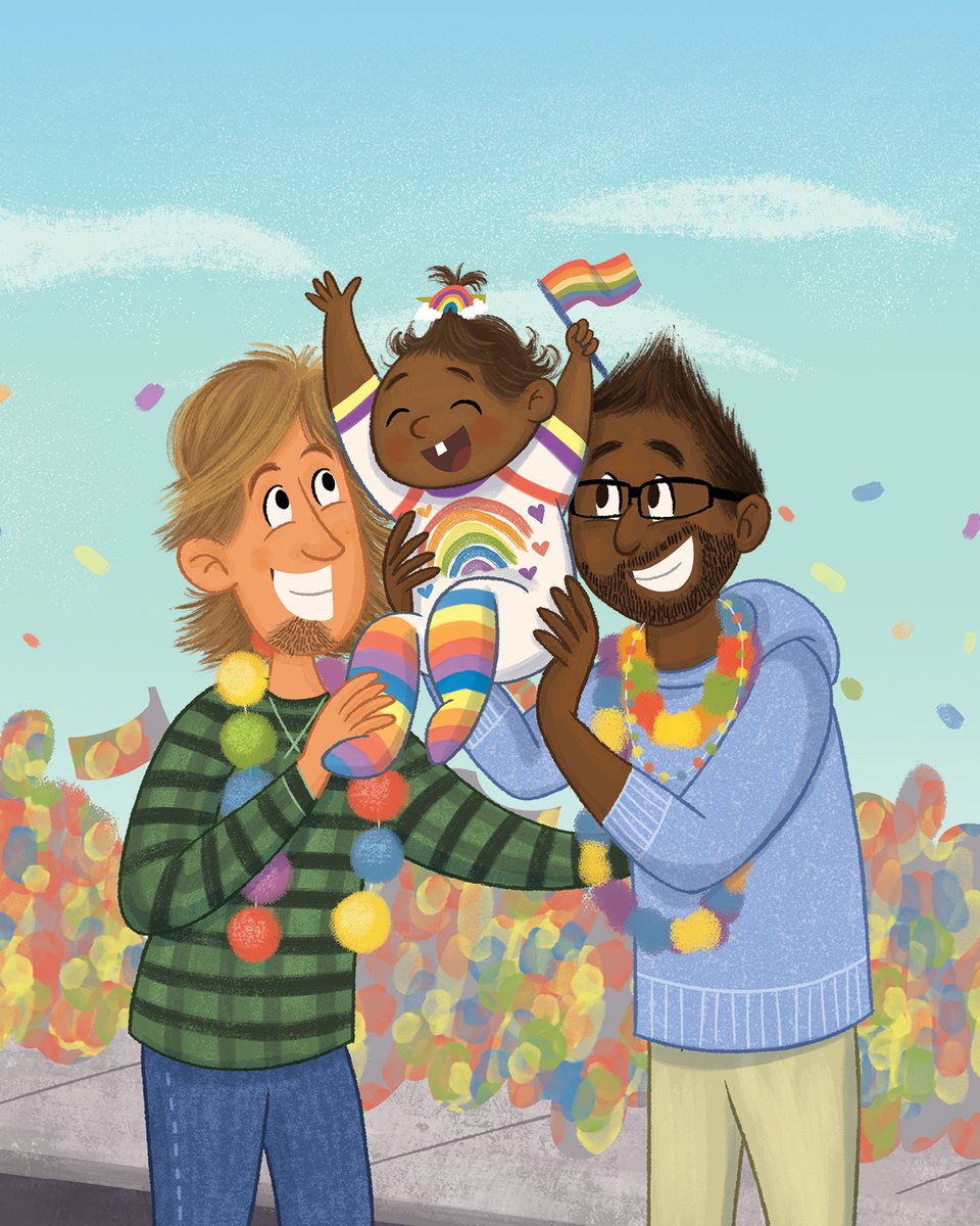 Introducing Rainbow Boy and the Pride Parade, a counting book set during Pride! On this page, Rainbow Boy counts two daddies snuggling their baby. 
hubs.li/Q03l69gf0
#PrideMonth2025 #BooksForPride