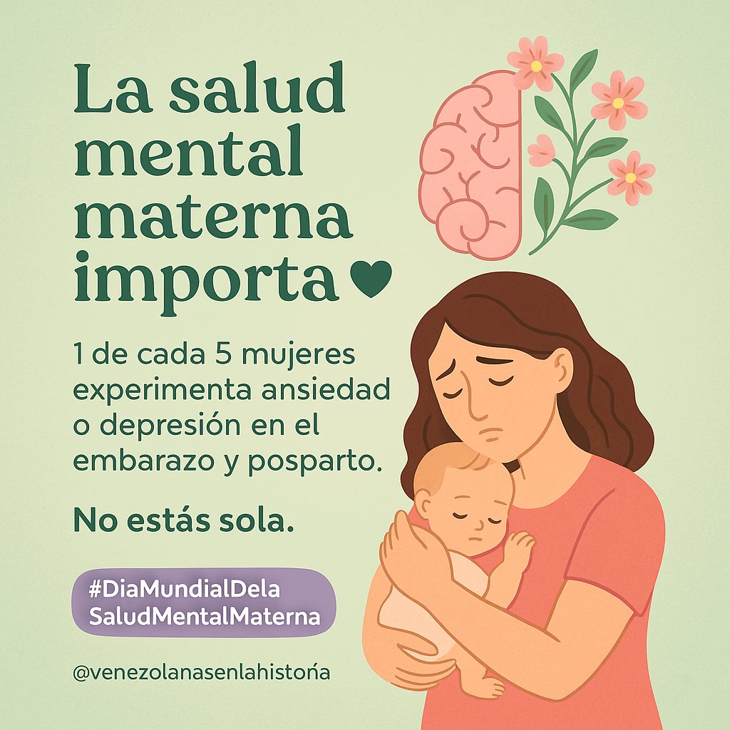 🌸 ¡La salud mental materna importa!
 💚 Hoy es el #DíaDeLaSaludMentalMaterna

 No es “cosa de mamás”, es salud.
👉 La maternidad también necesita cuidados emocionales.

 💬 Hablar salva. Acompañar sana. 💜💚

#SaludMental #SaludMentalMaterna
#NoEstásSola
#7Mayo