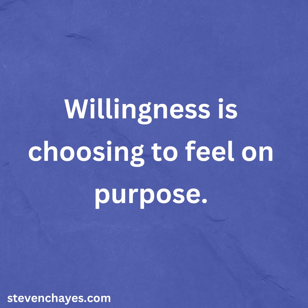 StevenCHayes's tweet image. Willingness doesn’t mean liking it. It means saying yes to discomfort when it’s in service of something that matters.