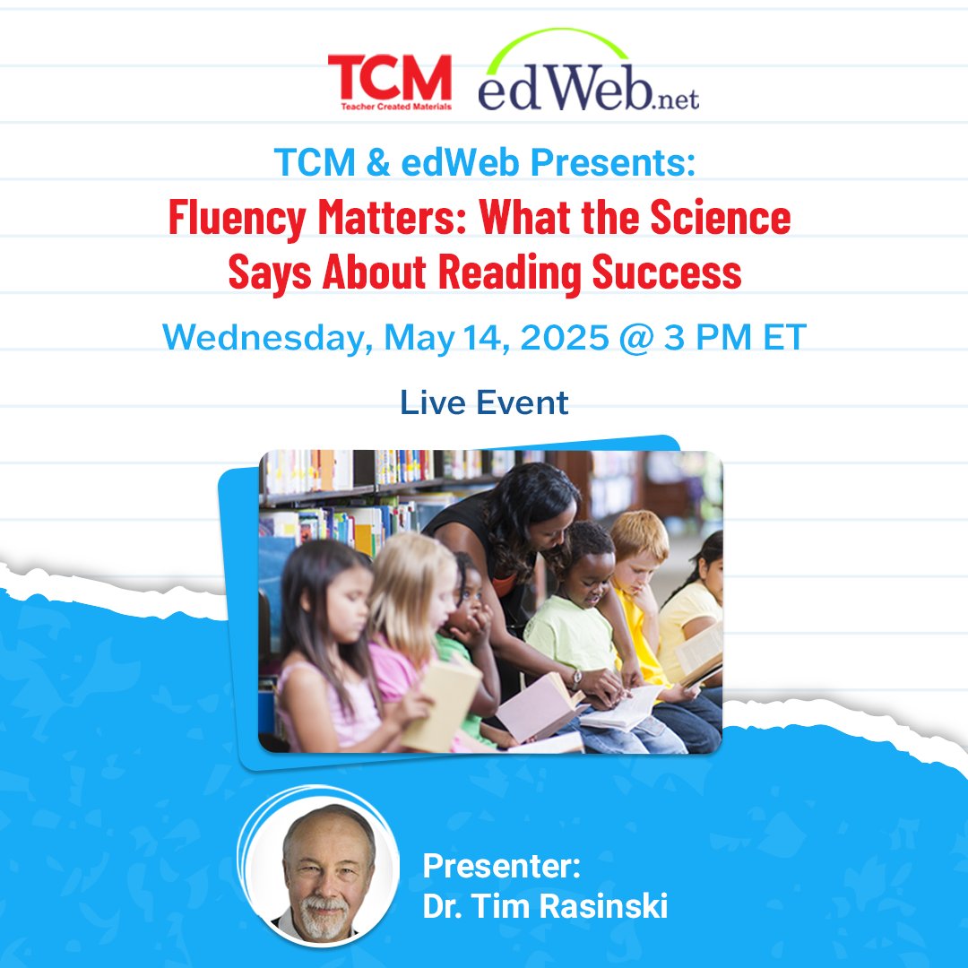 Teacher Created Materials (@tcmpub) on Twitter photo ๐ Don't miss out on this upcoming edWebinar, "Fluency Matters: What Science Says About Reading Success"!๐๐ hubs.ly/Q03lcf3m0
Dive into the world of reading fluency with <a href="/TimRasinski1/">Tim Rasinski</a>! ๐ Don't miss out on this upcoming edWebinar, "Fluency Matters: What Science Says About Reading Success"!๐๐ hubs.ly/Q03lcf3m0
Dive into the world of reading fluency with <a href="/TimRasinski1/">Tim Rasinski</a>!