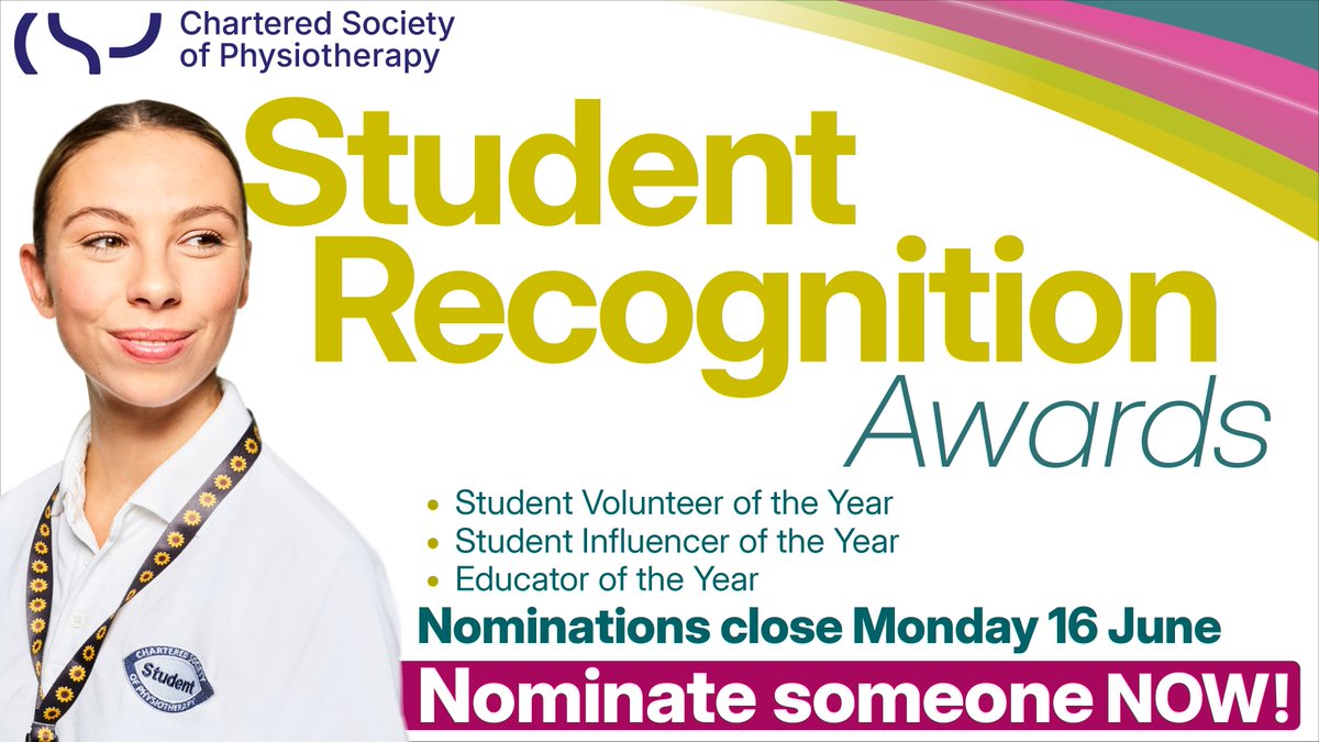 The CSP Student Recognition Awards recognise student volunteers and those who support physiotherapy students.

Find out more and nominate someone now:
ow.ly/2IfT50VLOWj