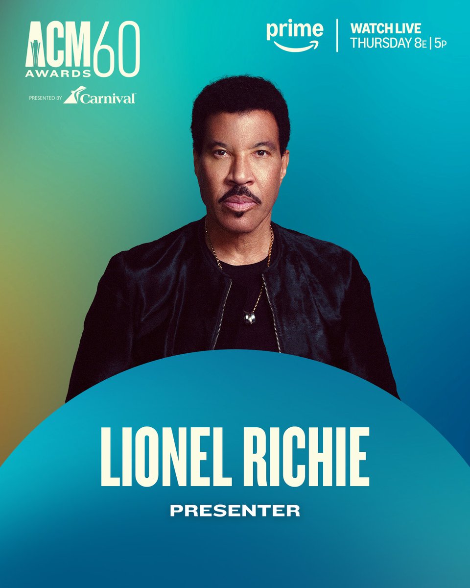 Lionel Richie (@lionelrichie) on Twitter photo So excited to be presenting at the 60th <a href="/ACMawards/">ACM Awards</a> 🎵 Celebrate six decades of Country Music with us - free to stream LIVE TOMORROW at 8pm ET | 5pm PT on <a href="/PrimeVideo/">Prime Video</a> via amazon.com/acm! #ACMawards #ACM60 So excited to be presenting at the 60th <a href="/ACMawards/">ACM Awards</a> 🎵 Celebrate six decades of Country Music with us - free to stream LIVE TOMORROW at 8pm ET | 5pm PT on <a href="/PrimeVideo/">Prime Video</a> via amazon.com/acm! #ACMawards #ACM60