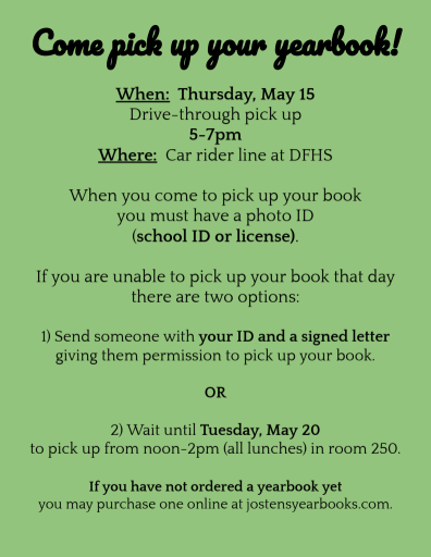 dutchforkhigh's tweet image. Come get your yearbook on May 15th! Drive through the car rider line and pick up your book from 5-7pm.