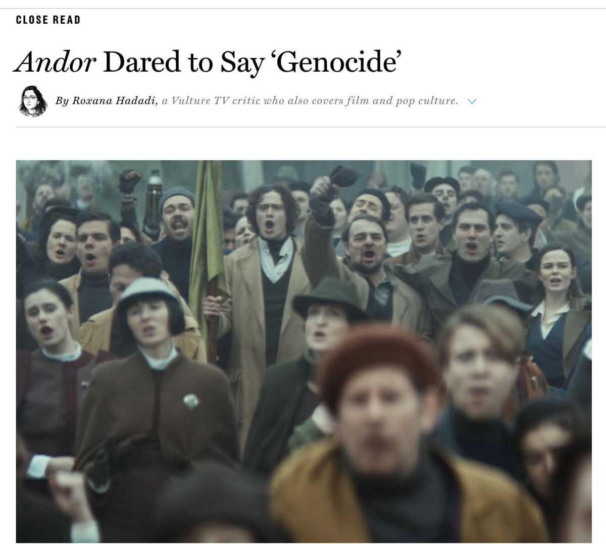 about last night's #Andor episodes, the cycles of historical violence playing out on ghorman, and gaza. <a href="/vulture/">Vulture</a>:

vulture.com/article/andor-…